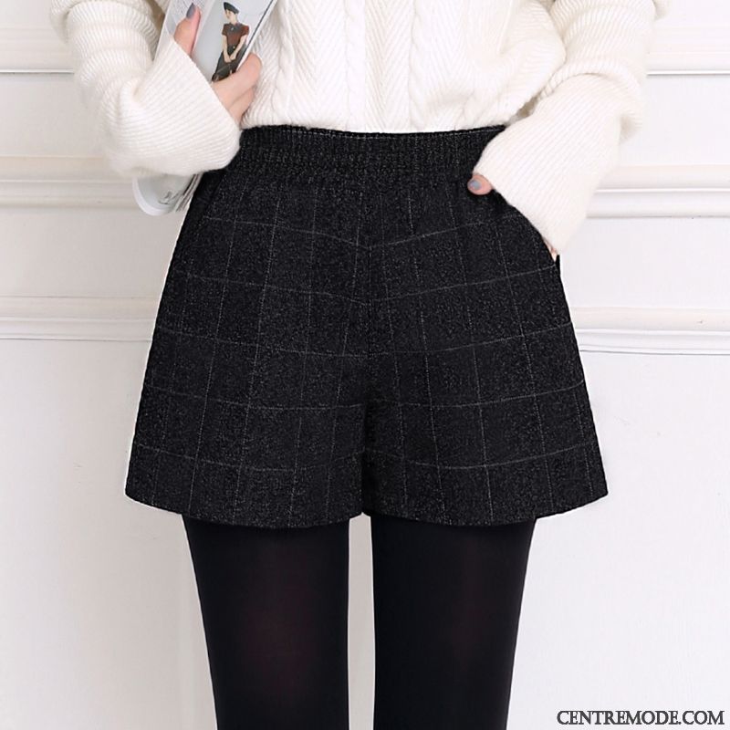 Shorts Femme Mince L'automne Épaissir Hiver Manteau En Laine Outwear Noir