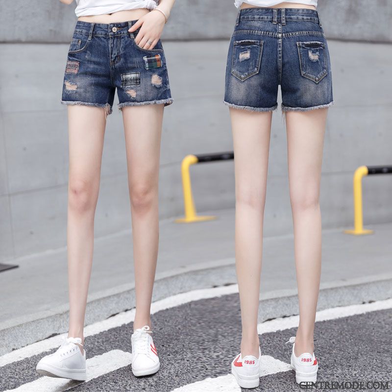 Shorts Femme Tendance Haute Cintrée Baggy Mince Été Printemps Blanc