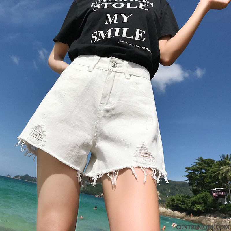 Shorts Femme Tendance Été Baggy Haute Cintrée Denim Ultra Rouge Gris