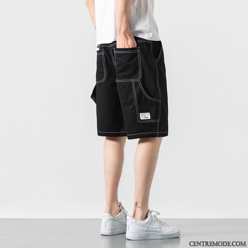 Shorts Homme Baggy Marque De Tendance Cinquième Pantalon Denim Jambe Droite Grande Taille Bleu Marin