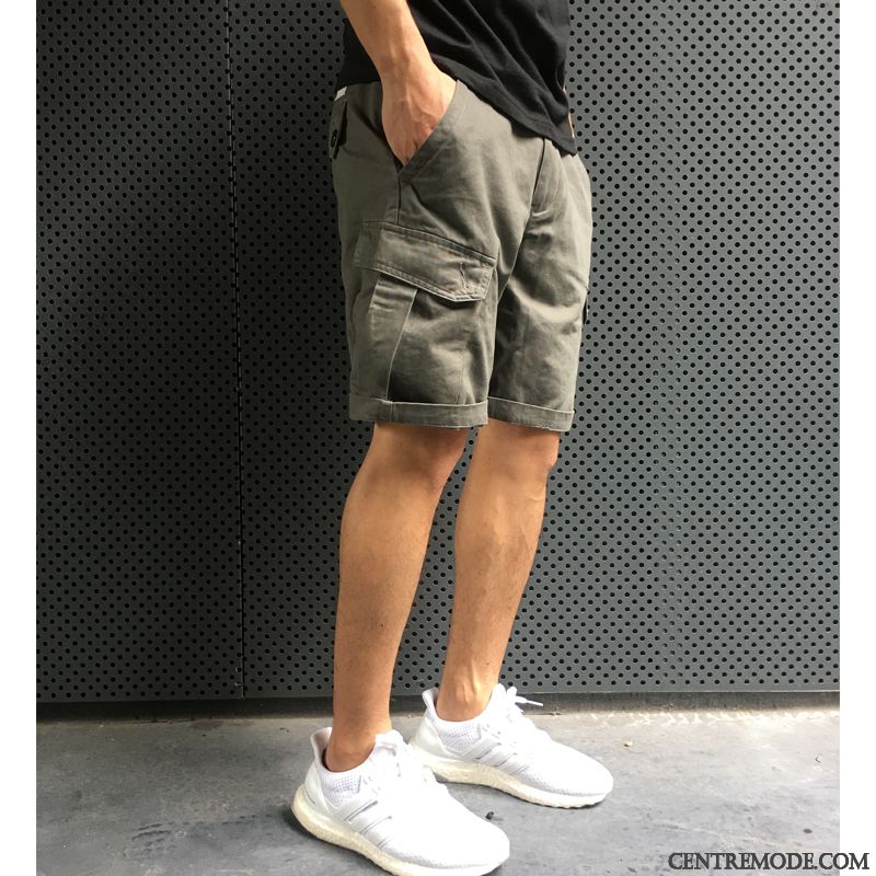 Shorts Homme Baggy Marque De Tendance Été Légère Cinquième Pantalon Cargo Noir