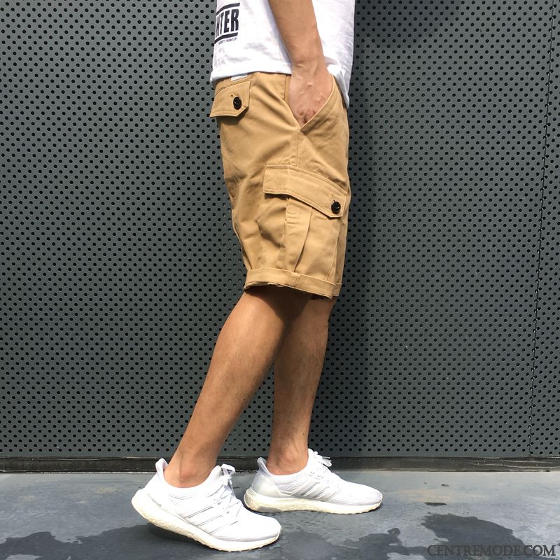 Shorts Homme Baggy Marque De Tendance Été Légère Cinquième Pantalon Cargo Noir