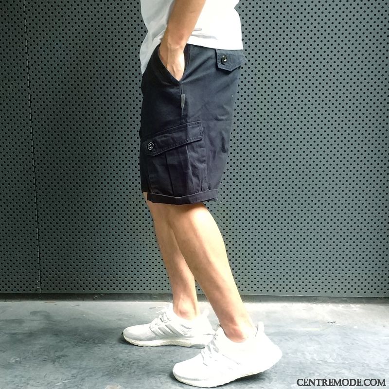 Shorts Homme Baggy Marque De Tendance Été Légère Cinquième Pantalon Cargo Noir