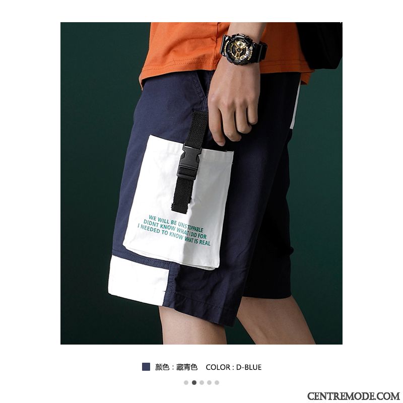 Shorts Homme Beau Beaucoup Cinquième Pantalon Été Marque De Tendance Pantalons Couleurs Mixtes Bleu