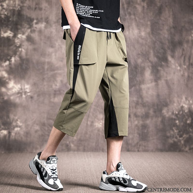 Shorts Homme Cargo Baggy Décontractée Été Légère Septième Pantalon Vert