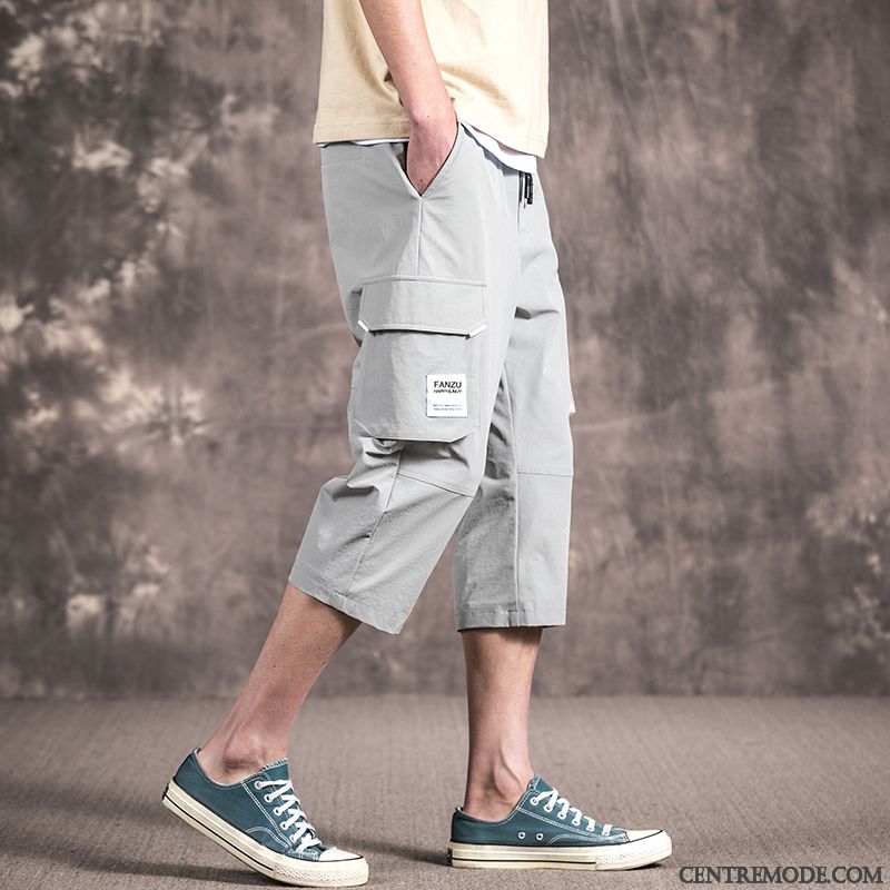 Shorts Homme Cargo Baggy Décontractée Été Légère Septième Pantalon Vert