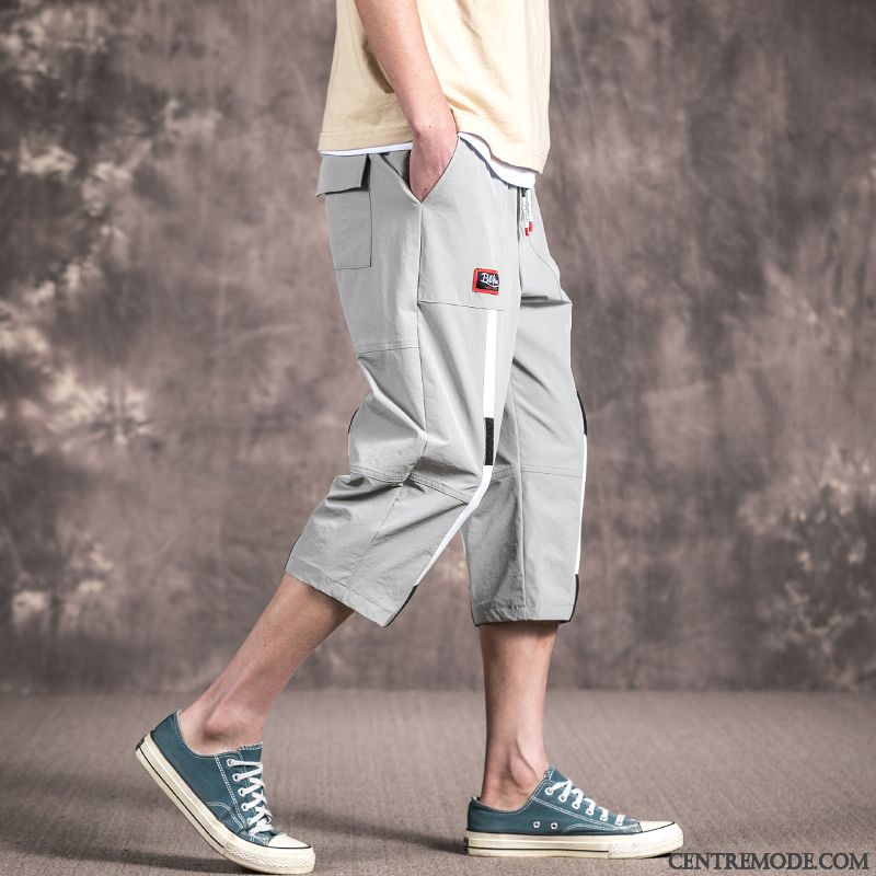 Shorts Homme Cargo Baggy Décontractée Été Légère Septième Pantalon Vert