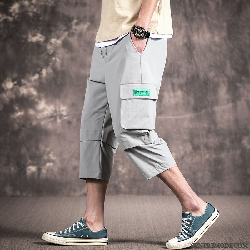 Shorts Homme Cargo Baggy Décontractée Été Légère Septième Pantalon Vert