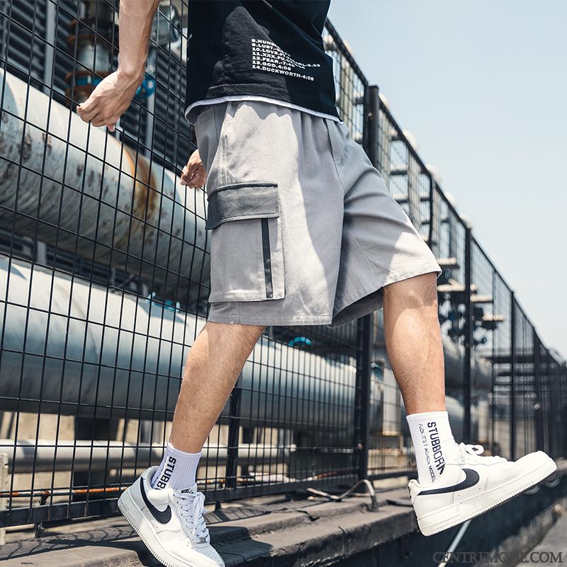 Shorts Homme Cargo Tendance Sport Baggy Légère Courte Gris