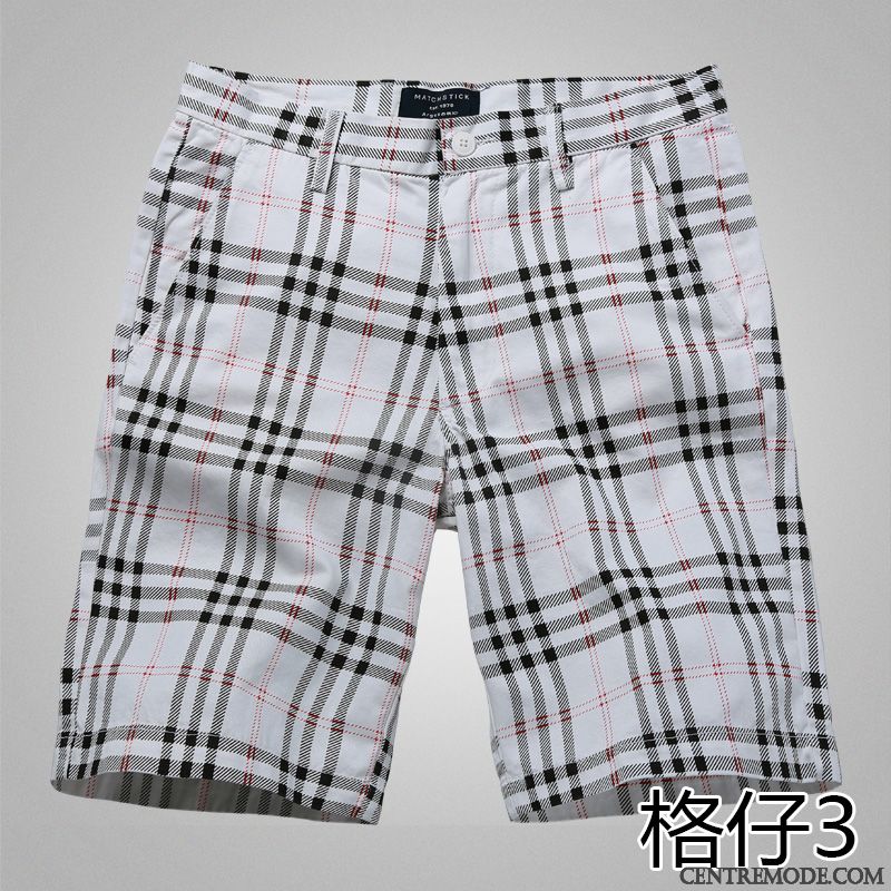 Shorts Homme Carreaux Été Plage Tendance Cinquième Pantalon Pantalons Noir