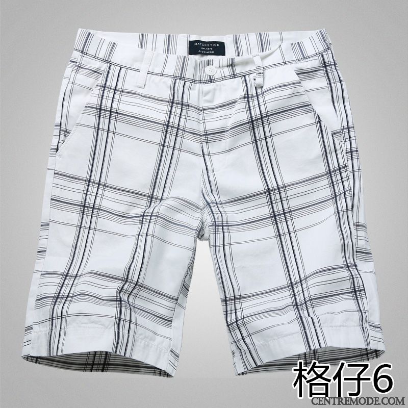 Shorts Homme Carreaux Été Plage Tendance Cinquième Pantalon Pantalons Noir