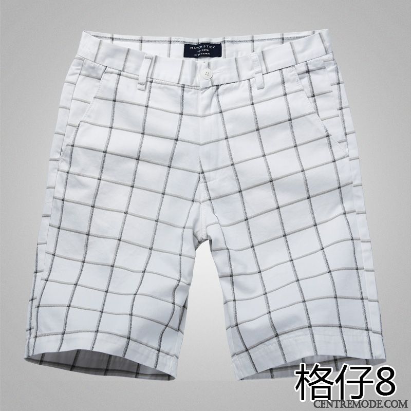 Shorts Homme Carreaux Été Plage Tendance Cinquième Pantalon Pantalons Noir