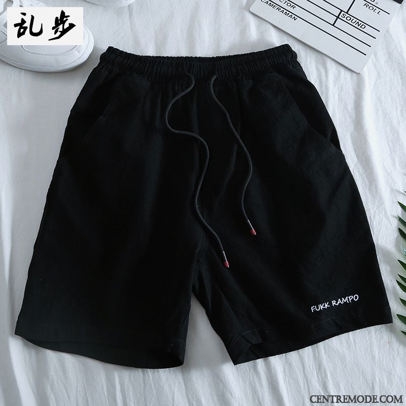 Shorts Homme Cinquième Pantalon Gros Coton Bio Été Décontractée Baggy Violet Clair