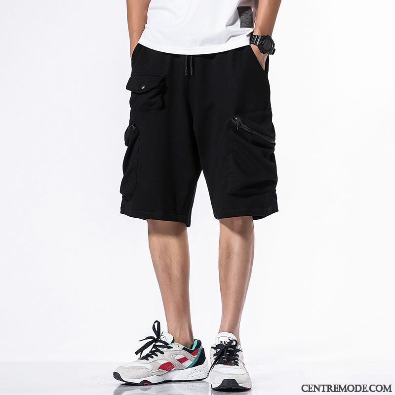 Shorts Homme Cinquième Pantalon Jambe Droite Baggy Multi-poche Été Décontractée