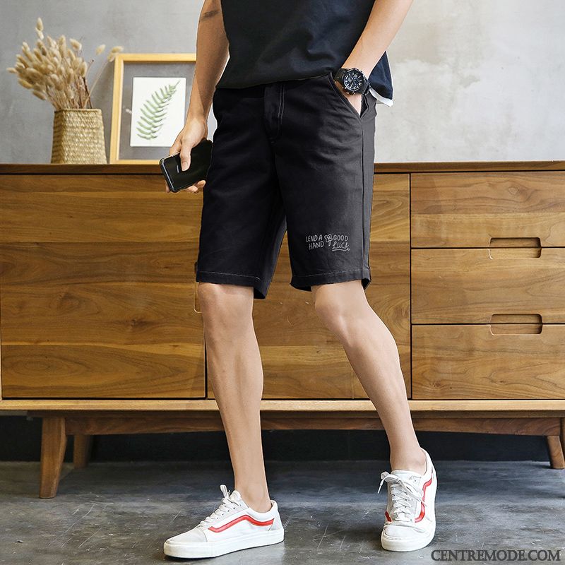 Shorts Homme Coton Bio Les Adolescents Tendance Été Marque De Tendance Cinquième Pantalon Impression Rouge