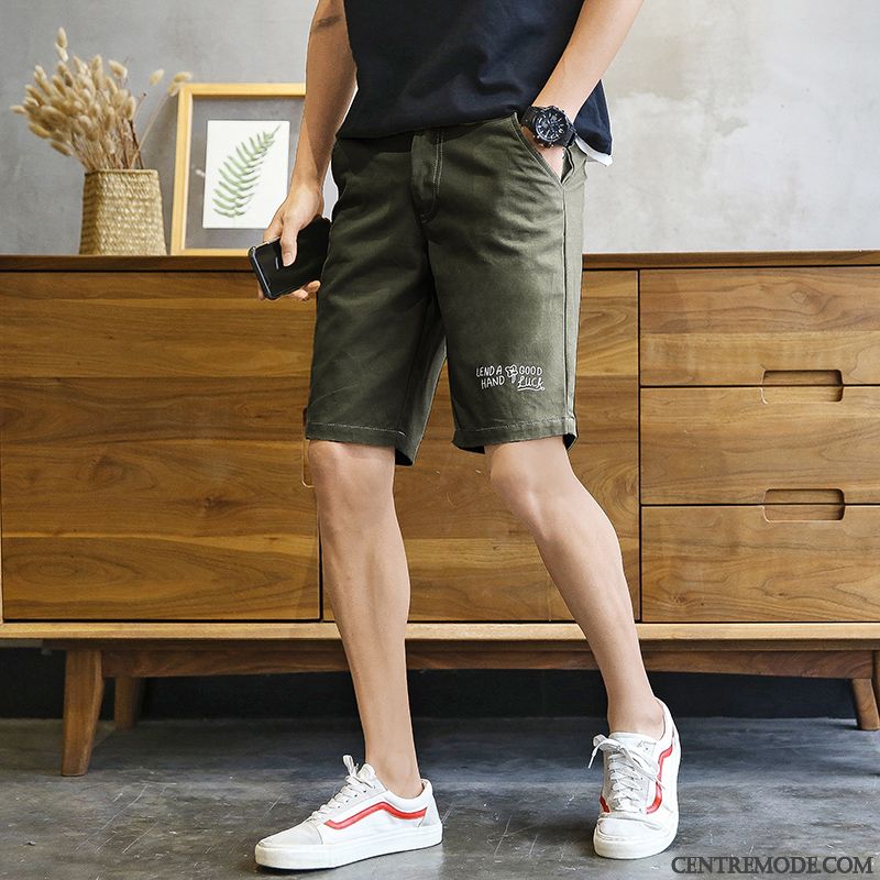 Shorts Homme Coton Bio Les Adolescents Tendance Été Marque De Tendance Cinquième Pantalon Impression Rouge