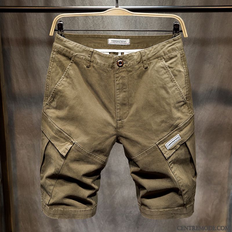 Shorts Homme Décontractée Cargo Grande Taille Baggy Cinquième Pantalon Été Gris