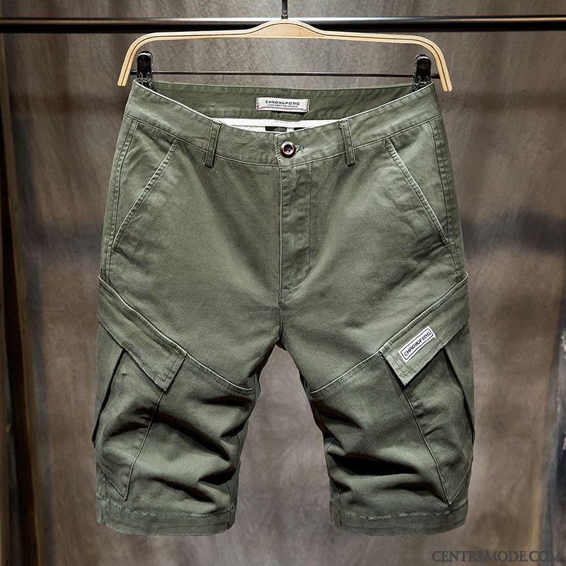 Shorts Homme Décontractée Cargo Grande Taille Baggy Cinquième Pantalon Été Gris