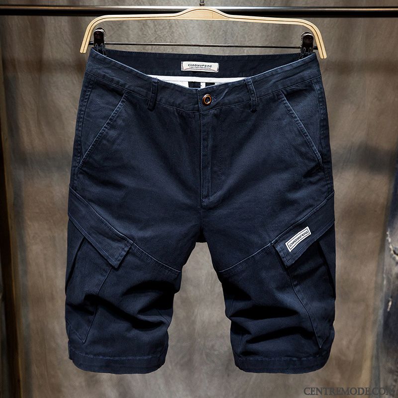 Shorts Homme Décontractée Cargo Grande Taille Baggy Cinquième Pantalon Été Gris