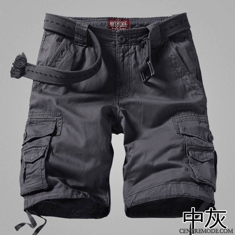 Shorts Homme Décontractée Cinquième Pantalon Kaki Sport Grande Taille Été