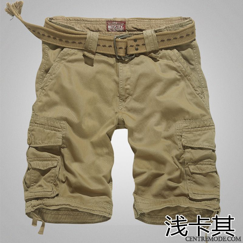 Shorts Homme Décontractée Cinquième Pantalon Kaki Sport Grande Taille Été
