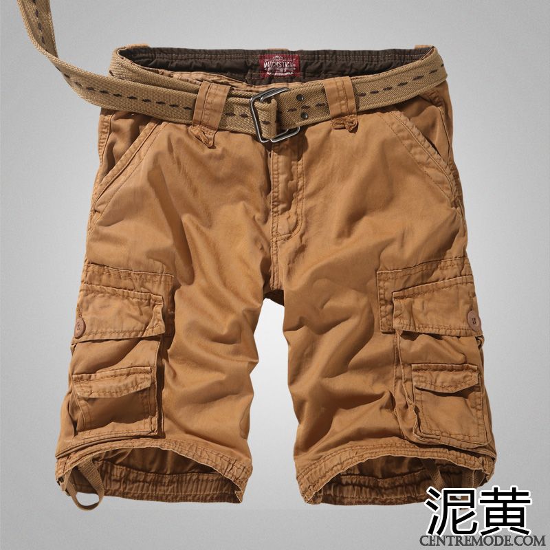 Shorts Homme Décontractée Cinquième Pantalon Kaki Sport Grande Taille Été
