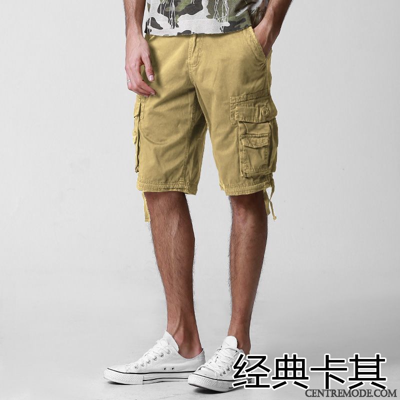 Shorts Homme Décontractée Cinquième Pantalon Kaki Sport Grande Taille Été