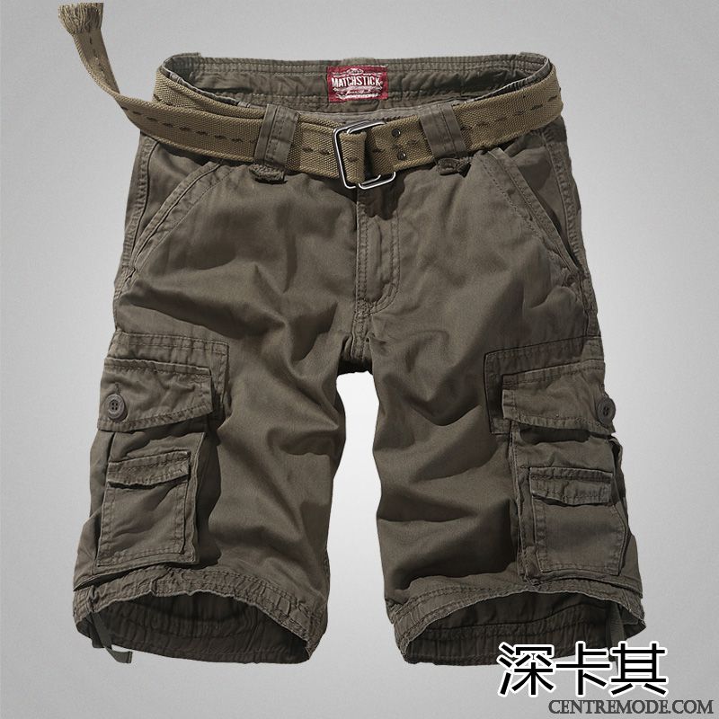 Shorts Homme Décontractée Cinquième Pantalon Kaki Sport Grande Taille Été