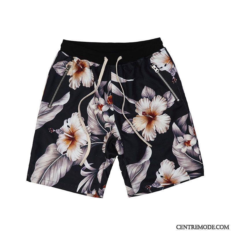 Shorts Homme Décontractée Plage Légère Cinquième Pantalon Été Gros Blanc