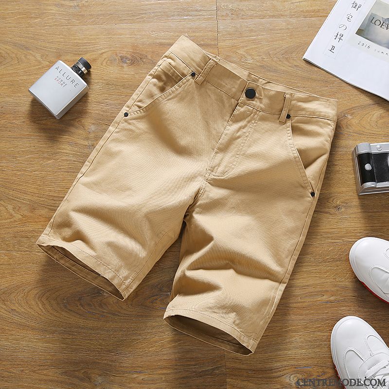 Shorts Homme Les Adolescents Slim Été Coton Bio Tendance Décontractée Rouge Vert Clair