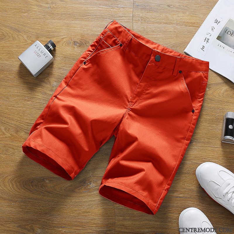 Shorts Homme Les Adolescents Slim Été Coton Bio Tendance Décontractée Rouge Vert Clair