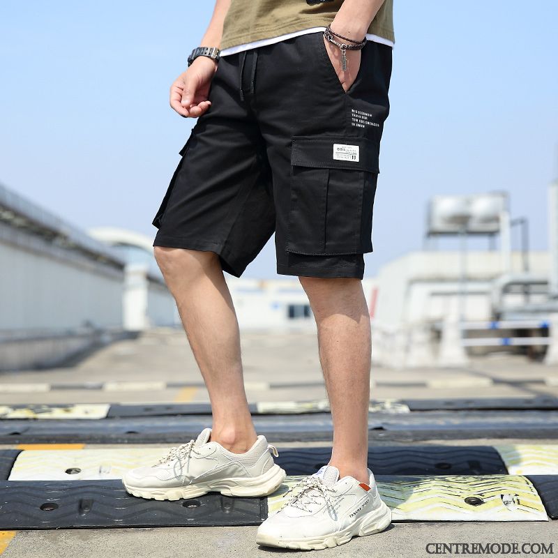 Shorts Homme Pantalon Cargo Cinquième Pantalon Décontractée Baggy Septième Pantalon Vert