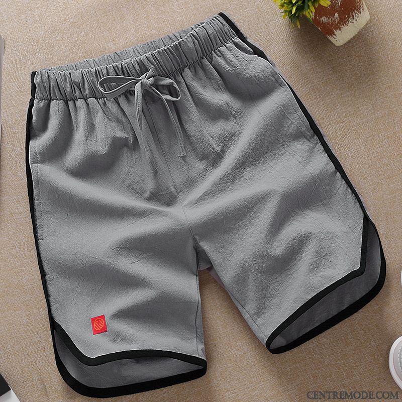 Shorts Homme Pantalons Coton Bio Cinquième Pantalon Baggy Été Tendance Blanc