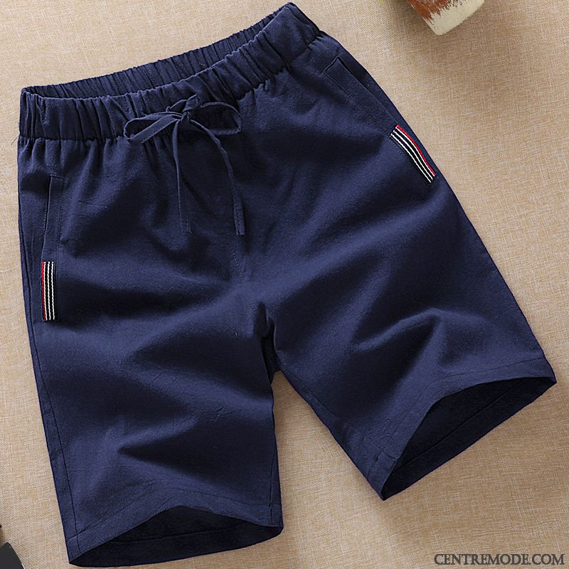Shorts Homme Pantalons Coton Bio Cinquième Pantalon Baggy Été Tendance Blanc