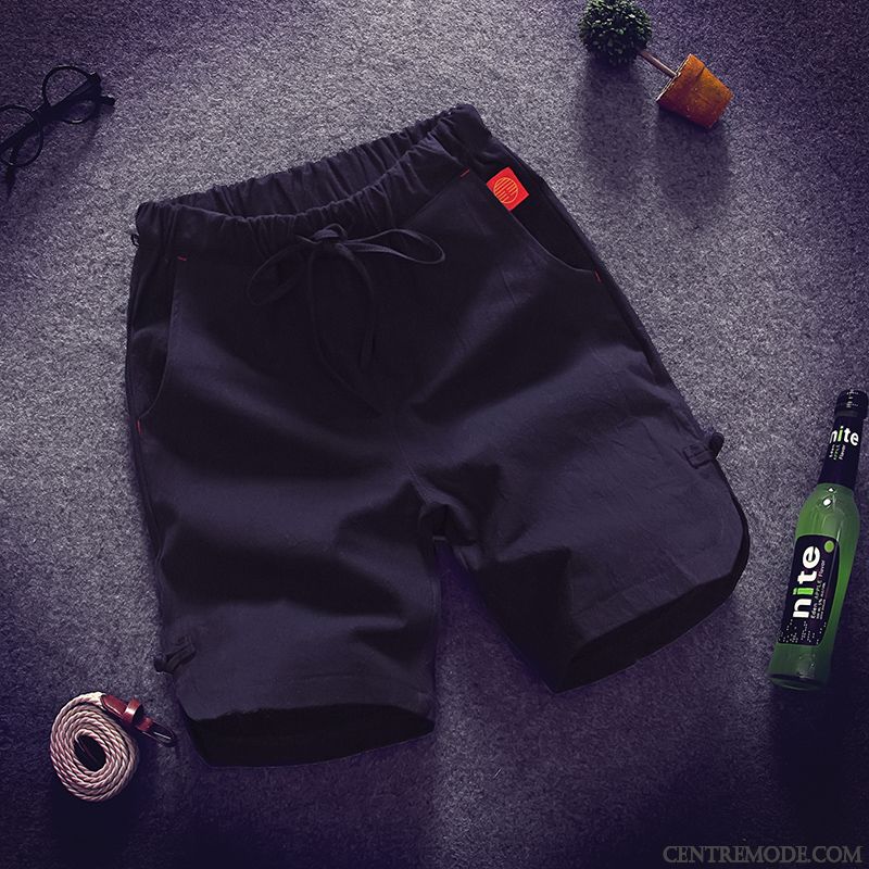 Shorts Homme Pantalons Coton Bio Cinquième Pantalon Baggy Été Tendance Blanc