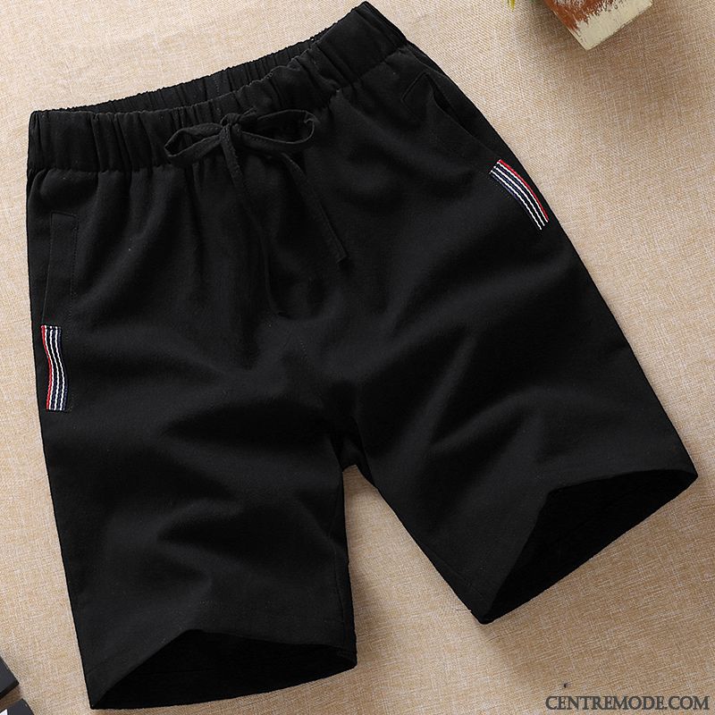 Shorts Homme Pantalons Coton Bio Cinquième Pantalon Baggy Été Tendance Blanc