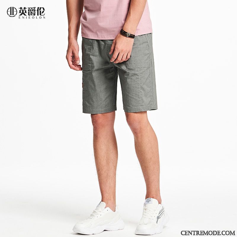 Shorts Homme Simple Jambe Droite Cinquième Pantalon Pantalons Jeunesse Été Pure Gris