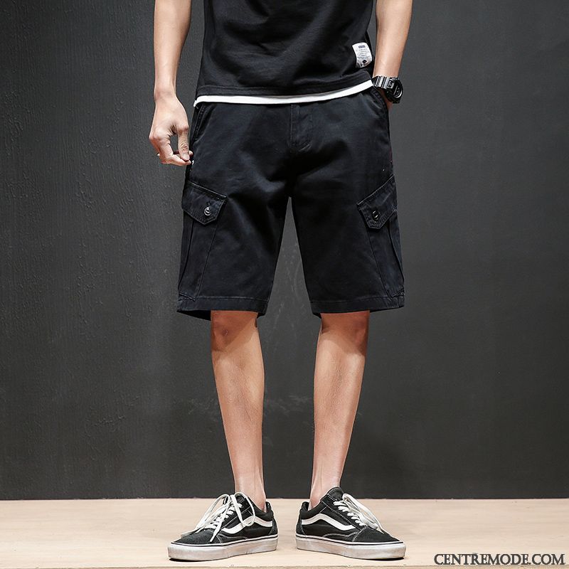 Shorts Homme Simple Rétro Marque De Tendance Jambe Droite Baggy Été