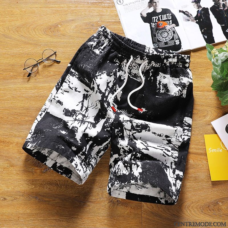 Shorts Homme Tendance Décontractée Camouflage Marque De Tendance Été Les Pantalons De Survêtement Bleu