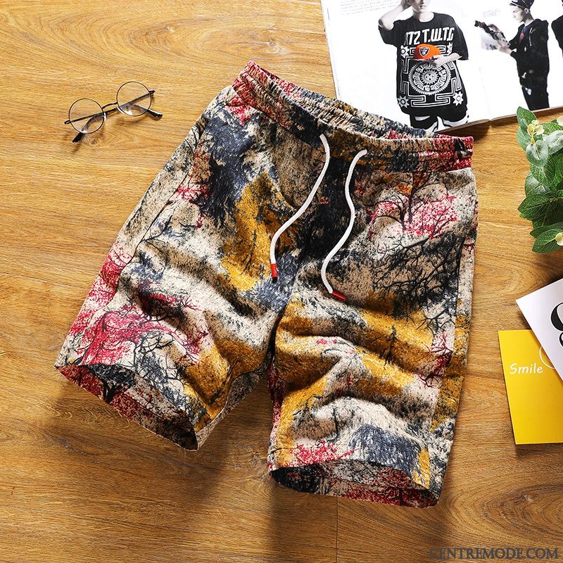 Shorts Homme Tendance Décontractée Camouflage Marque De Tendance Été Les Pantalons De Survêtement Bleu