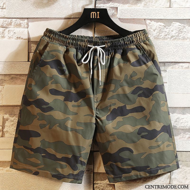 Shorts Homme Tendance Kaki Marque De Tendance Camouflage Grande Taille Graisse Dégradé