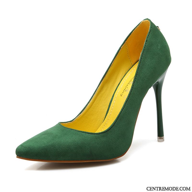 Soldes Escarpins Femme Saumon Vert Émeraude, Escarpin Noir Talon Epais Pas Cher Soldes