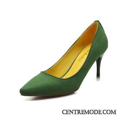 Soldes Escarpins Femme Saumon Vert Émeraude, Escarpin Noir Talon Epais Pas Cher Soldes