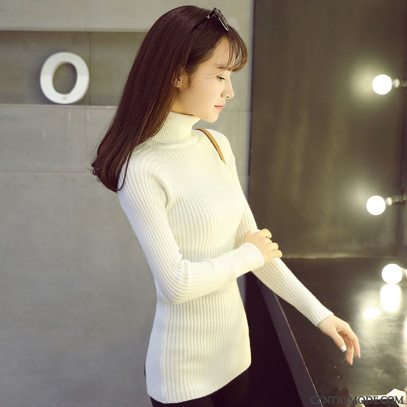 Sweat Col Rond Femme Blanc Vert Printanier, Pull Coudiere Femme Pas Cher