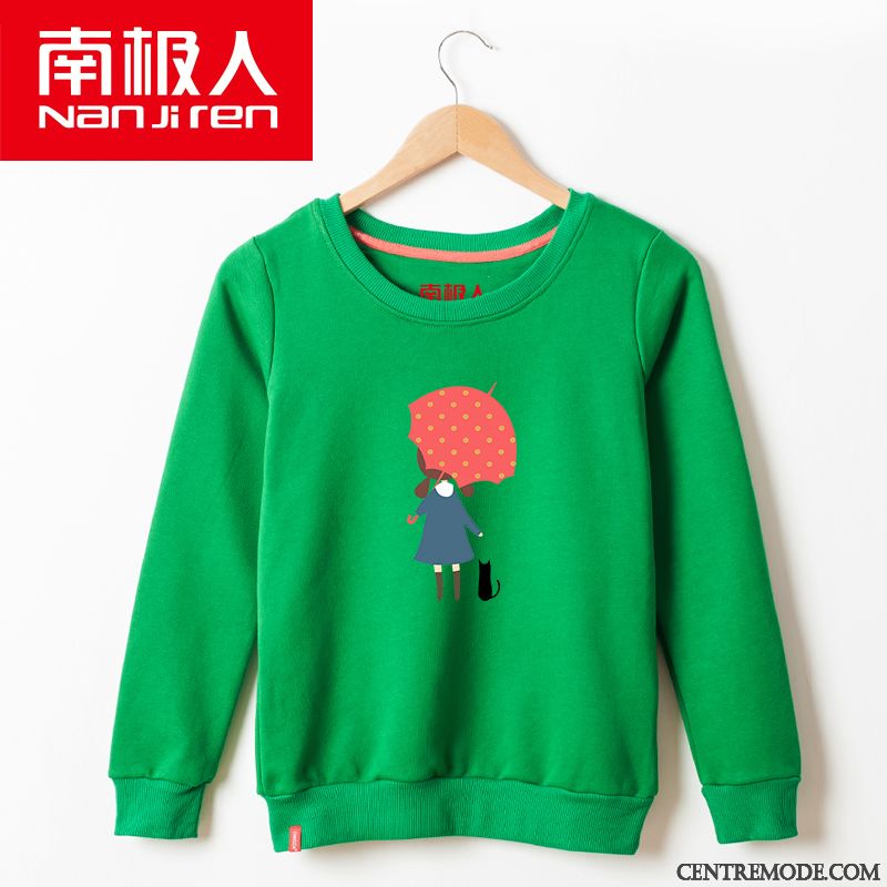 Sweat À Capuche Femme Baggy Col Rond Art Hoodies Étudiant Tendance Vert