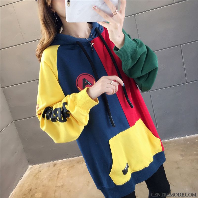 Sweat À Capuche Femme Baggy Hoodies L'automne Printemps Tendance Manteau Jaune