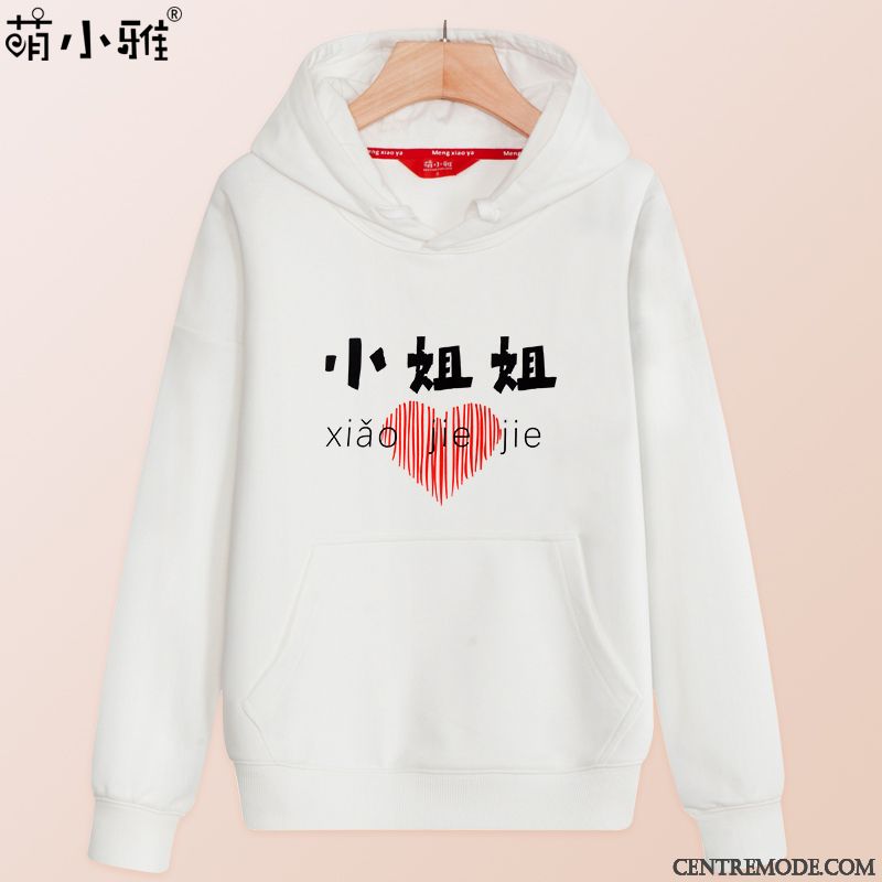 Sweat À Capuche Femme Baggy Hoodies Légère L'automne Manteau Longues Blanc