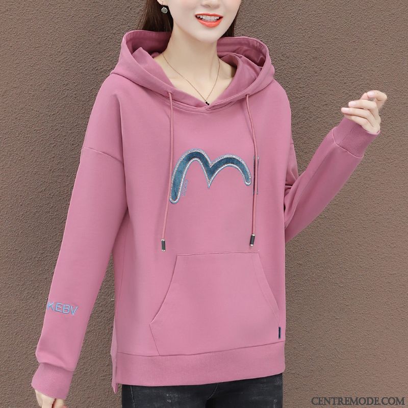 Sweat À Capuche Femme Baggy Hoodies Manteau Mode L'automne Décontractée Rose