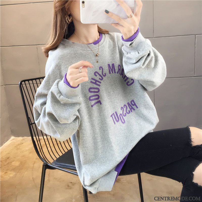 Sweat À Capuche Femme Baggy Hoodies Une Veste Longues Deux-pièces Étudiant Blanc