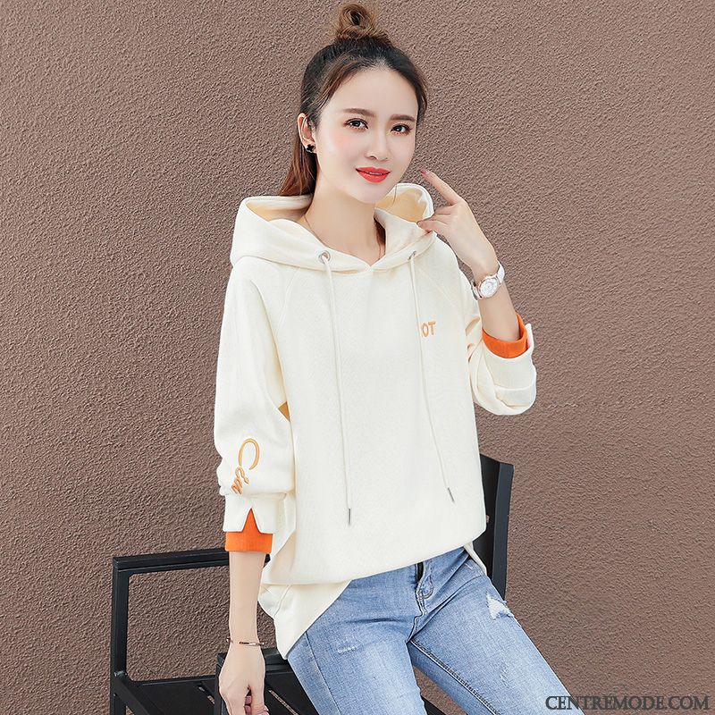 Sweat À Capuche Femme Baggy L'automne Longues Dame Manteau Hoodies Blanc